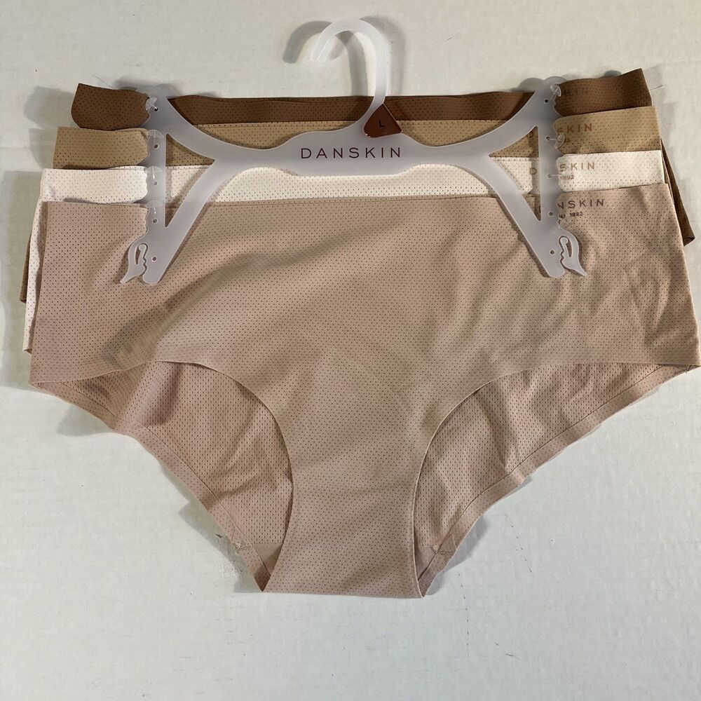 Danskin 4 pack Panties Women's Large Brown Beige Ivory Pink Hipster Underwear